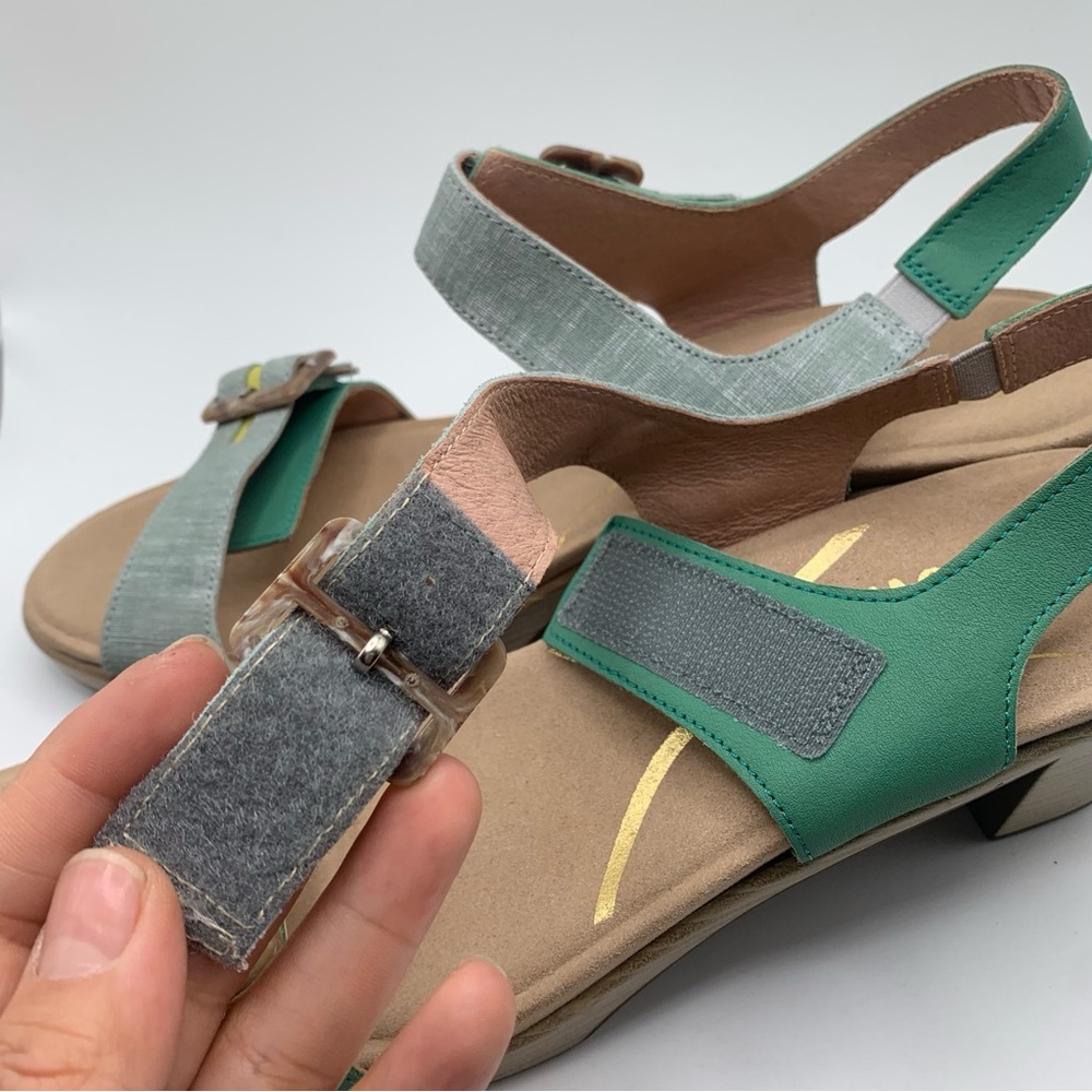 NWB NAOT Women's Intact Sandal Size 42 US 11 Jade Teal/Lime Silver heels 2466 - Picture 8 of 13